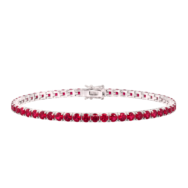 Tennis Bracelet with Ruby Colored CZ in Sterling Silver (2 mm - 4 mm)