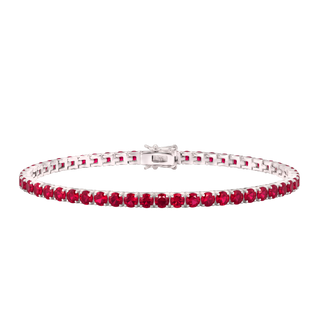 Tennis Bracelet with Ruby Colored CZ in Sterling Silver (2 mm - 4 mm)