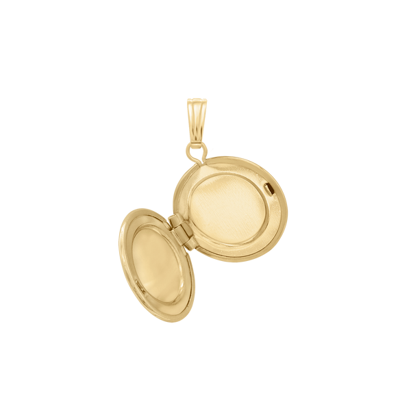 Plain Round Locket in 14K Gold with Optional Engraving (14 mm - 19 mm)