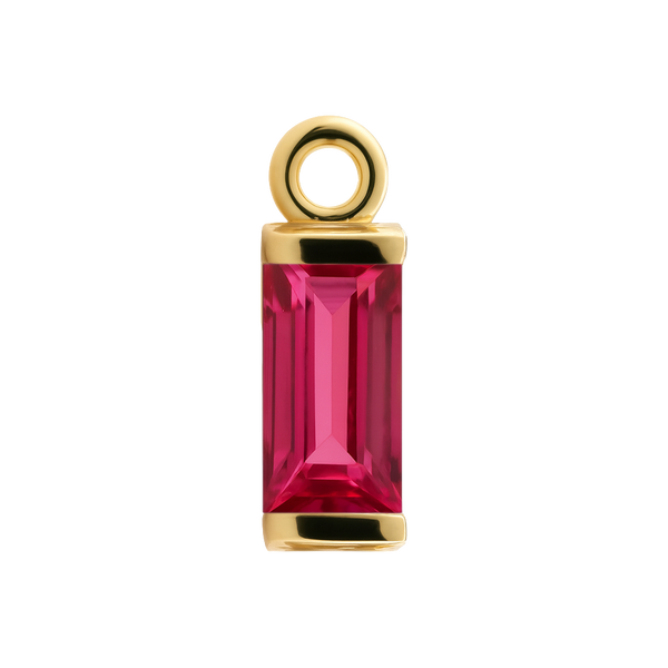 Diamond or Gemstone Baguette Bezel Drop Charm in 14K Yellow Gold