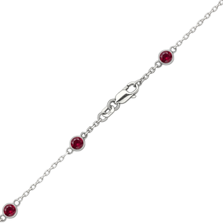 Finished Diamond by the Yard Cable Chain Necklace in 14K White Gold with Ruby Stones