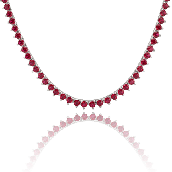 Tennis Necklace with Ruby Stones (July Birthstones) in 14K Gold (1.75 mm - 4.0 mm)