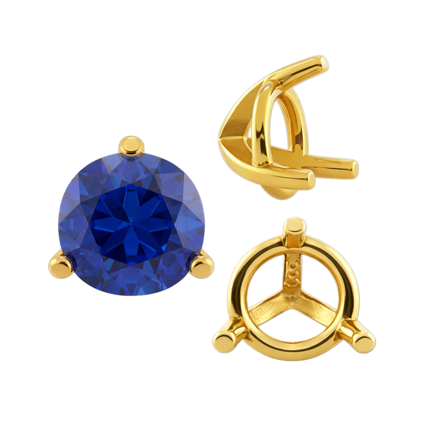 ITI NYC Three Prong Round Tapered Settings in 14K Gold (3.00 mm - 9.25 mm)