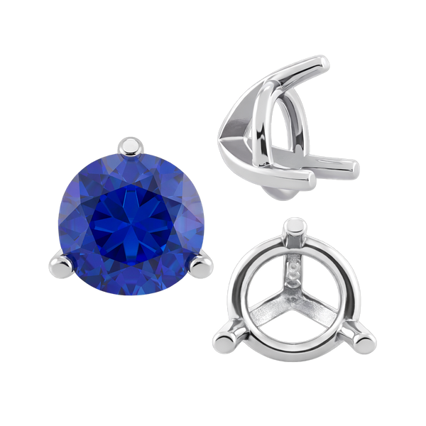 ITI NYC Three Prong Round Tapered Settings in Sterling Silver (3.00 mm - 9.25 mm)