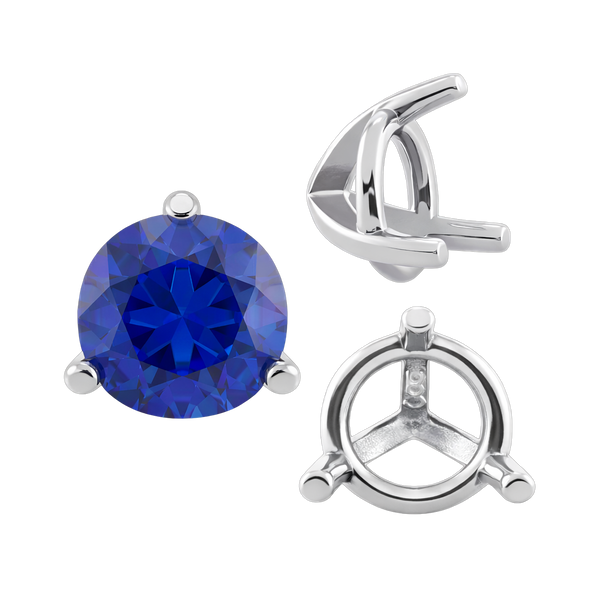 ITI NYC Three Prong Round Tapered Settings in Sterling Silver (3.00 mm - 9.25 mm)