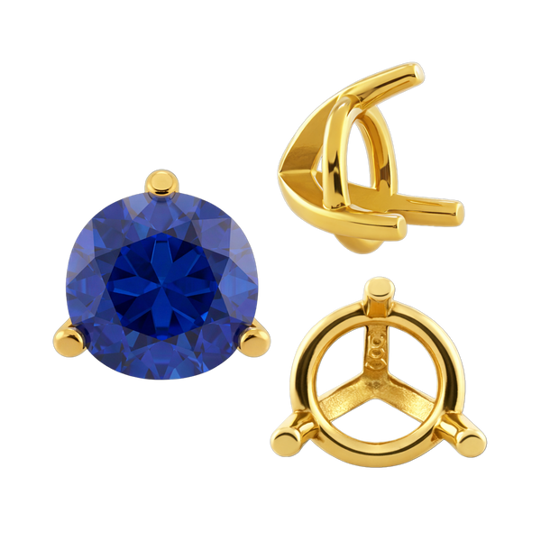ITI NYC Three Prong Round Tapered Settings in 14K Gold (3.00 mm - 9.25 mm)