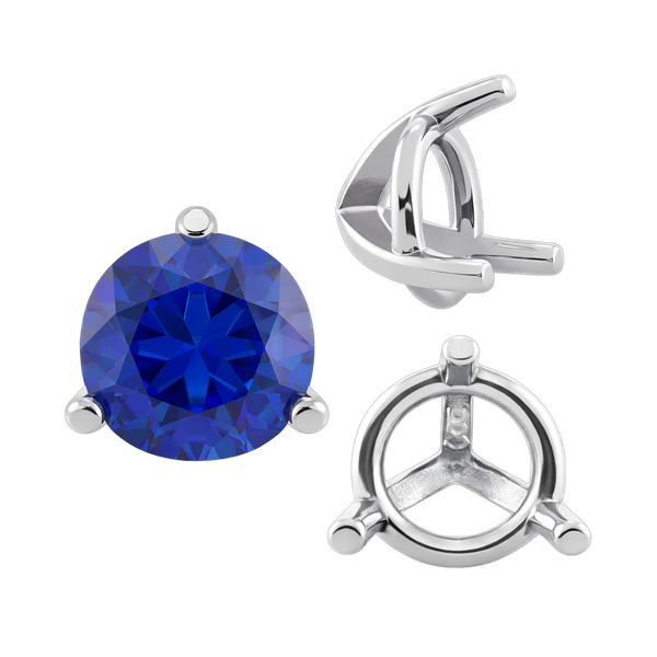 ITI NYC Three Prong Round Tapered Settings in Sterling Silver (3.00 mm - 9.25 mm)