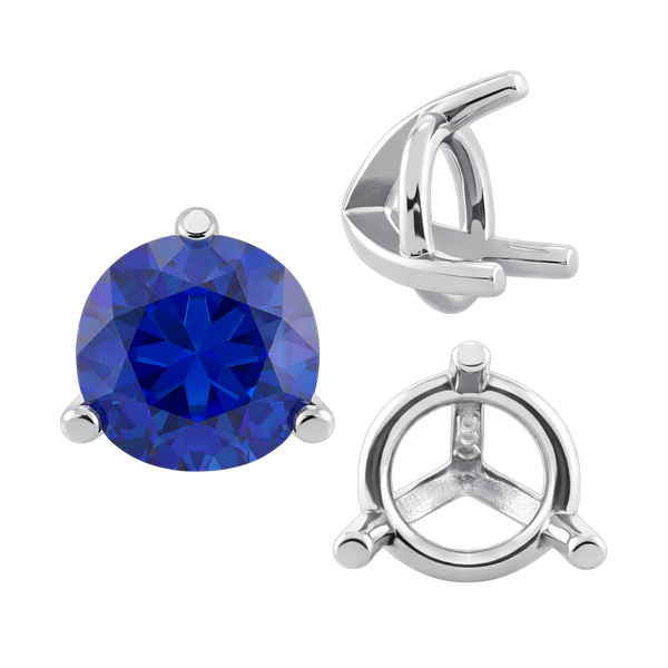 ITI NYC Three Prong Round Tapered Settings in Sterling Silver (3.00 mm - 9.25 mm)