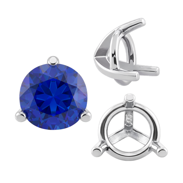 ITI NYC Three Prong Round Tapered Settings in Sterling Silver (3.00 mm - 9.25 mm)