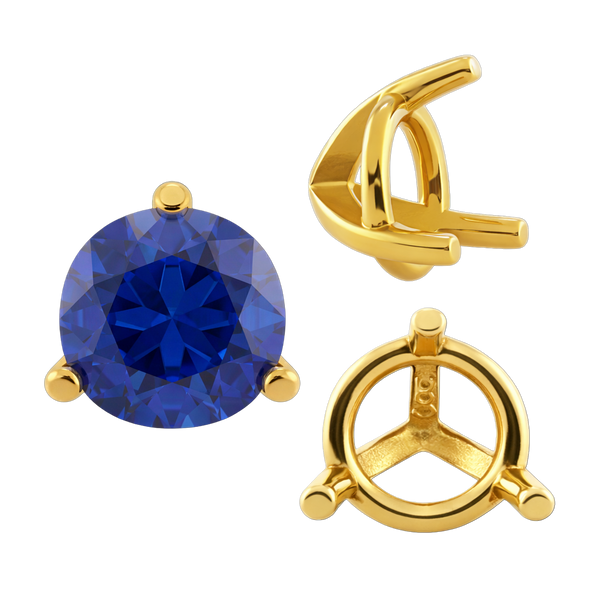 ITI NYC Three Prong Round Tapered Settings in 14K Gold (3.00 mm - 9.25 mm)