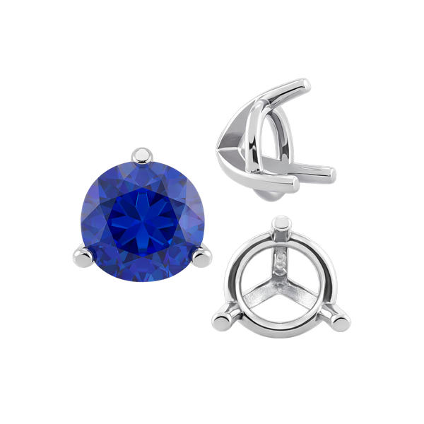 ITI NYC Three Prong Round Tapered Settings in Sterling Silver (3.00 mm - 9.25 mm)