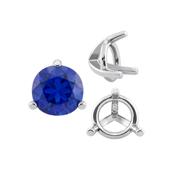 ITI NYC Three Prong Round Tapered Settings in Sterling Silver (3.00 mm - 9.25 mm)