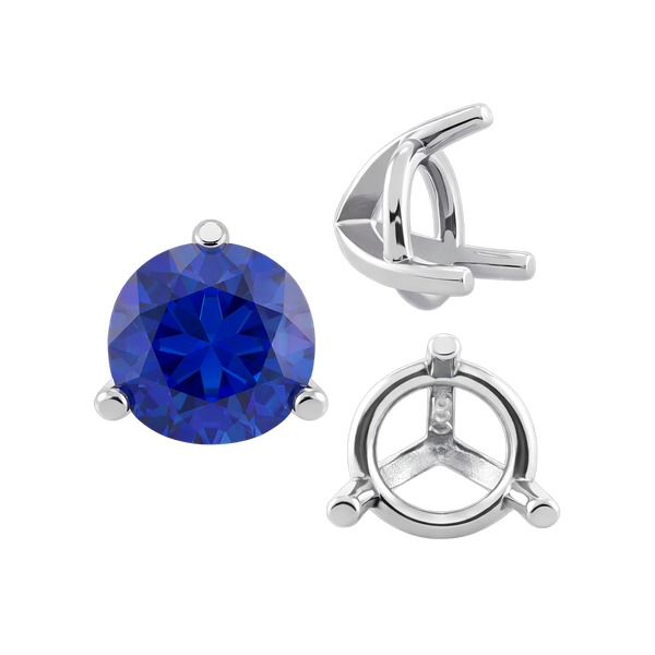 ITI NYC Three Prong Round Tapered Settings in Sterling Silver (3.00 mm - 9.25 mm)