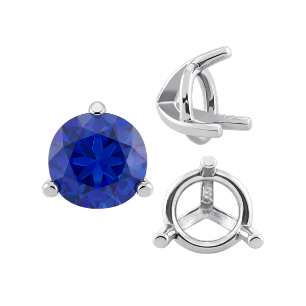ITI NYC Three Prong Round Tapered Settings in Sterling Silver (3.00 mm - 9.25 mm)