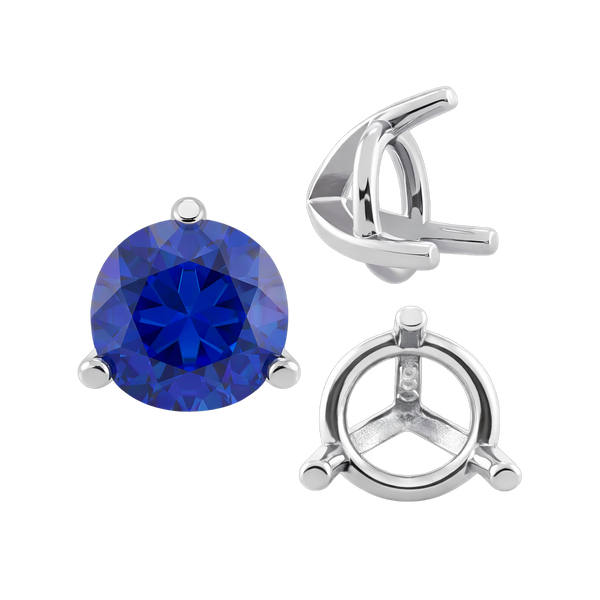 ITI NYC Three Prong Round Tapered Settings in Sterling Silver (3.00 mm - 9.25 mm)