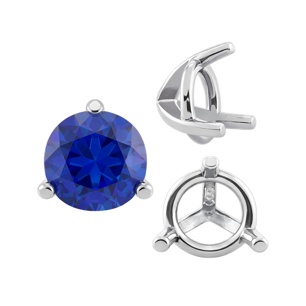ITI NYC Three Prong Round Tapered Settings in Sterling Silver (3.00 mm - 9.25 mm)