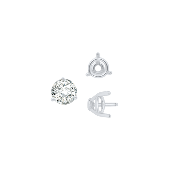 ITI NYC Three Prong Round Tapered Base Wire Basket Settings in 14K Gold (4.00 mm - 9.25 mm)