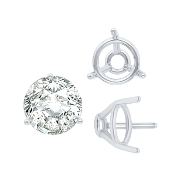 ITI NYC Three Prong Round Tapered Base Wire Basket Settings in Sterling Silver (4.00 mm - 9.25 mm)
