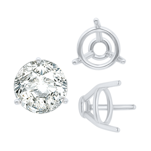 ITI NYC Three Prong Round Tapered Base Wire Basket Settings in Sterling Silver (4.00 mm - 9.25 mm)