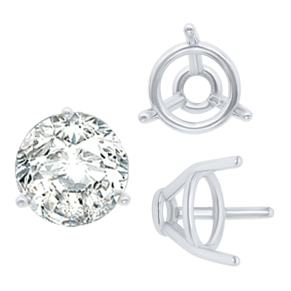ITI NYC Three Prong Round Tapered Base Wire Basket Settings in Sterling Silver (4.00 mm - 9.25 mm)