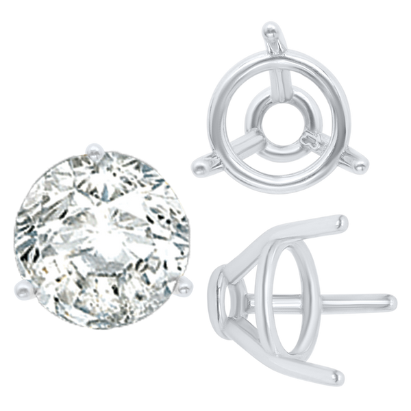 ITI NYC Three Prong Round Tapered Base Wire Basket Settings in Sterling Silver (4.00 mm - 9.25 mm)