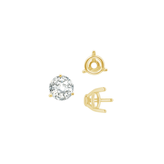 ITI NYC Three Prong Round Tapered Base Wire Basket Settings in 14K Gold (4.00 mm - 9.25 mm)