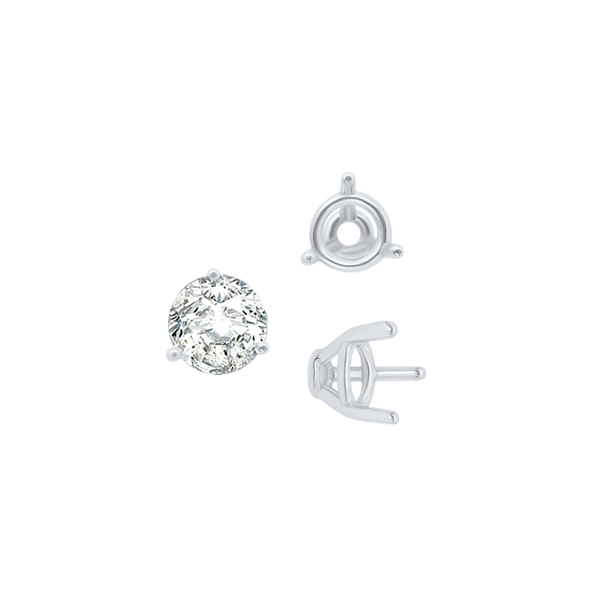 ITI NYC Three Prong Round Tapered Base Wire Basket Settings in Sterling Silver (4.00 mm - 9.25 mm)