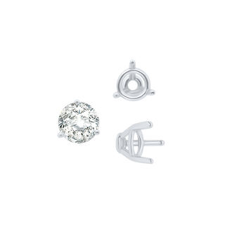 ITI NYC Three Prong Round Tapered Base Wire Basket Settings in Sterling Silver (4.00 mm - 9.25 mm)