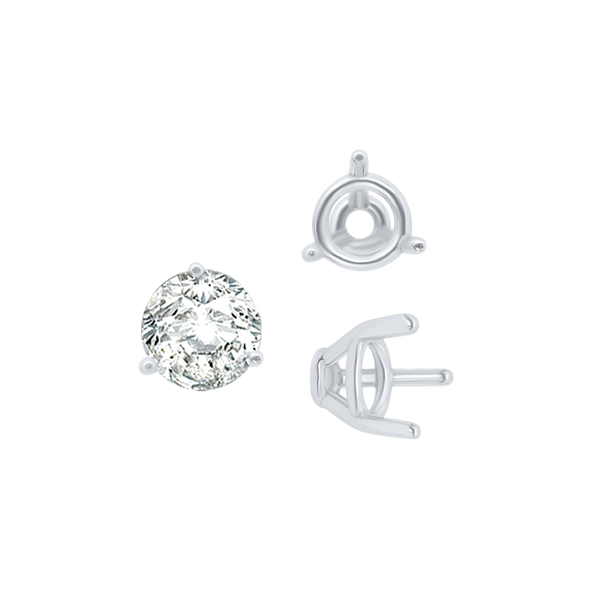 ITI NYC Three Prong Round Tapered Base Wire Basket Settings in Sterling Silver (4.00 mm - 9.25 mm)