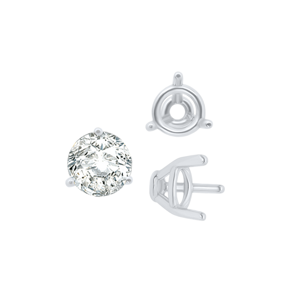 ITI NYC Three Prong Round Tapered Base Wire Basket Settings in Sterling Silver (4.00 mm - 9.25 mm)