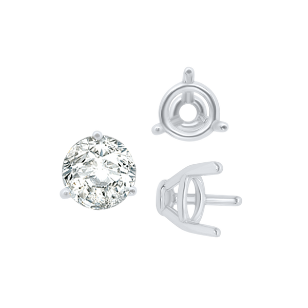 ITI NYC Three Prong Round Tapered Base Wire Basket Settings in 14K Gold (4.00 mm - 9.25 mm)