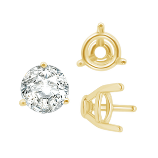 ITI NYC Three Prong Round Tapered Base Wire Basket Settings in 14K Gold (4.00 mm - 9.25 mm)