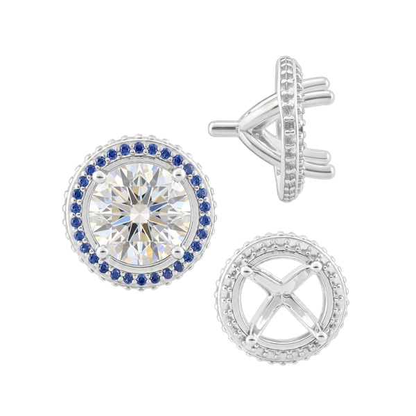 ITI NYC Four Prong Round Halo Settings With Peg in 14K Gold (3.50 mm - 9.25 mm)