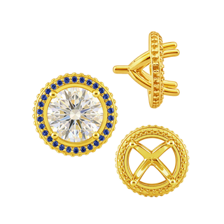 ITI NYC Four Prong Round Halo Settings With Peg in 14K Gold (1.50 mm - 9.25 mm)