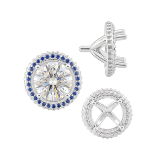 ITI NYC Four Prong Round Halo Settings With Peg in Sterling Silver (3.50 mm - 9.25 mm)