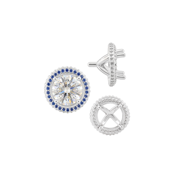 ITI NYC Four Prong Round Halo Settings With Peg in 14K Gold (3.50 mm - 9.25 mm)