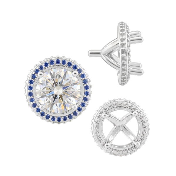 ITI NYC Four Prong Round Halo Settings With Peg in 14K Gold (3.50 mm - 9.25 mm)