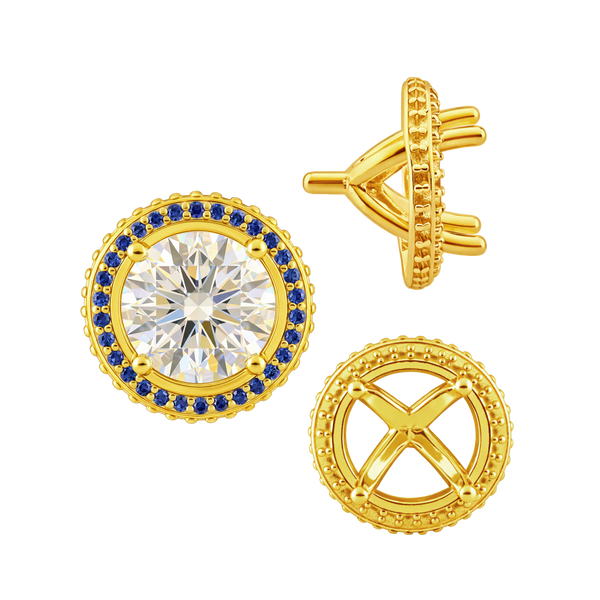 ITI NYC Four Prong Round Halo Settings With Peg in 14K Gold (1.50 mm - 9.25 mm)