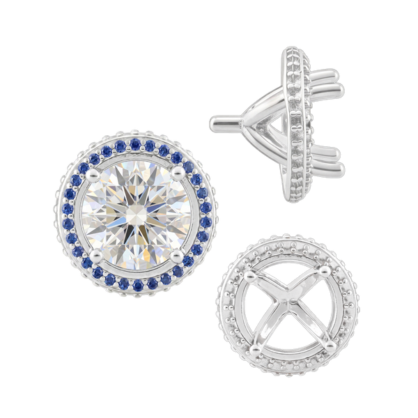 ITI NYC Four Prong Round Halo Settings With Peg in 14K Gold (3.50 mm - 9.25 mm)