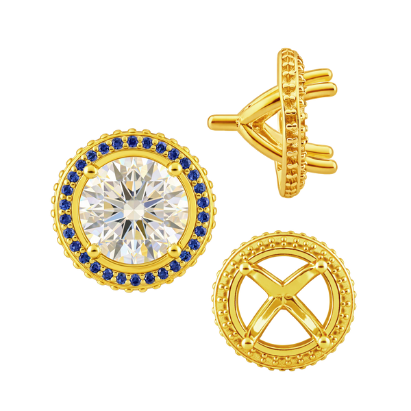 ITI NYC Four Prong Round Halo Settings With Peg in 14K Gold (1.50 mm - 9.25 mm)