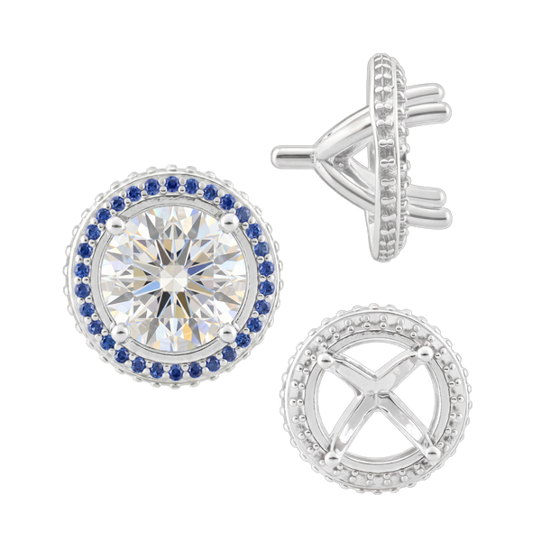 ITI NYC Four Prong Round Halo Settings With Peg in 14K Gold (3.50 mm - 9.25 mm)