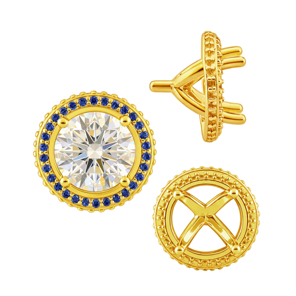 ITI NYC Four Prong Round Halo Settings With Peg in 14K Gold (1.50 mm - 9.25 mm)