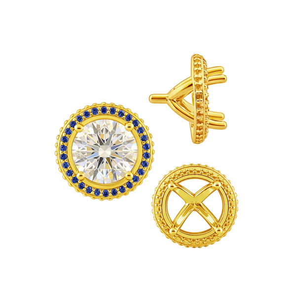 ITI NYC Four Prong Round Halo Settings With Peg in 14K Gold (1.50 mm - 9.25 mm)