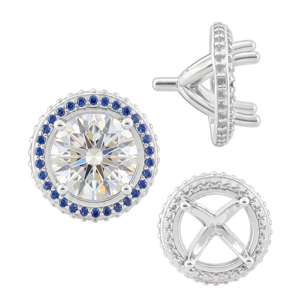ITI NYC Four Prong Round Halo Settings With Peg in 14K Gold (3.50 mm - 9.25 mm)