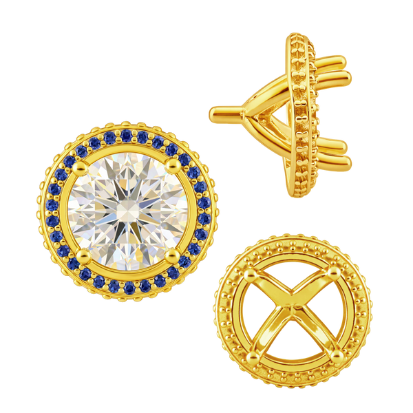 ITI NYC Four Prong Round Halo Settings With Peg in 14K Gold (1.50 mm - 9.25 mm)