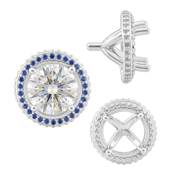 ITI NYC Four Prong Round Halo Settings With Peg in 14K Gold (3.50 mm - 9.25 mm)