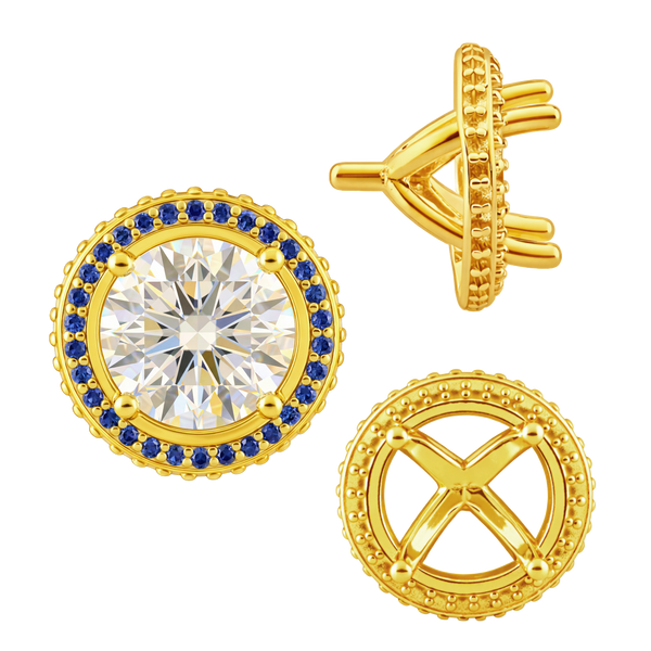 ITI NYC Four Prong Round Halo Settings With Peg in 14K Gold (1.50 mm - 9.25 mm)