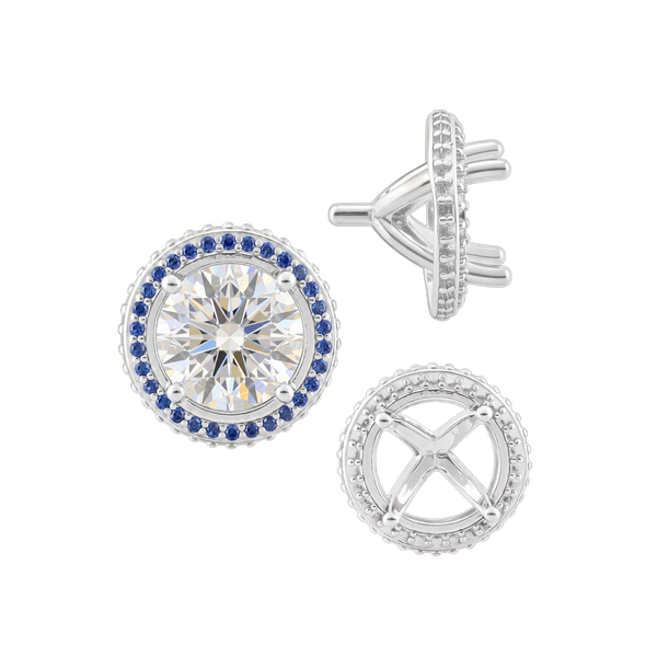 ITI NYC Four Prong Round Halo Settings With Peg in 14K Gold (3.50 mm - 9.25 mm)