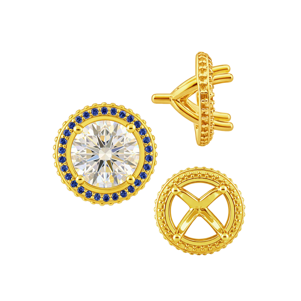 ITI NYC Four Prong Round Halo Settings With Peg in 14K Gold (1.50 mm - 9.25 mm)