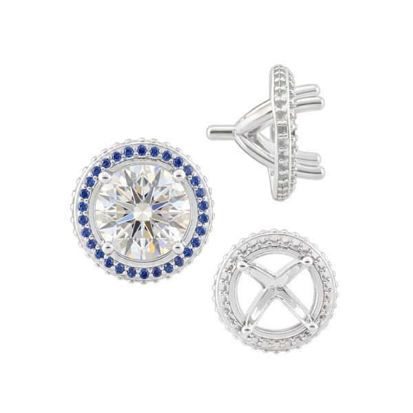 ITI NYC Four Prong Round Halo Settings With Peg in 14K Gold (3.50 mm - 9.25 mm)